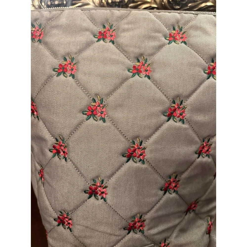 Vera Bradley Carson Hobo Bag Denim Gray Floral Quilted Crossbody NWT